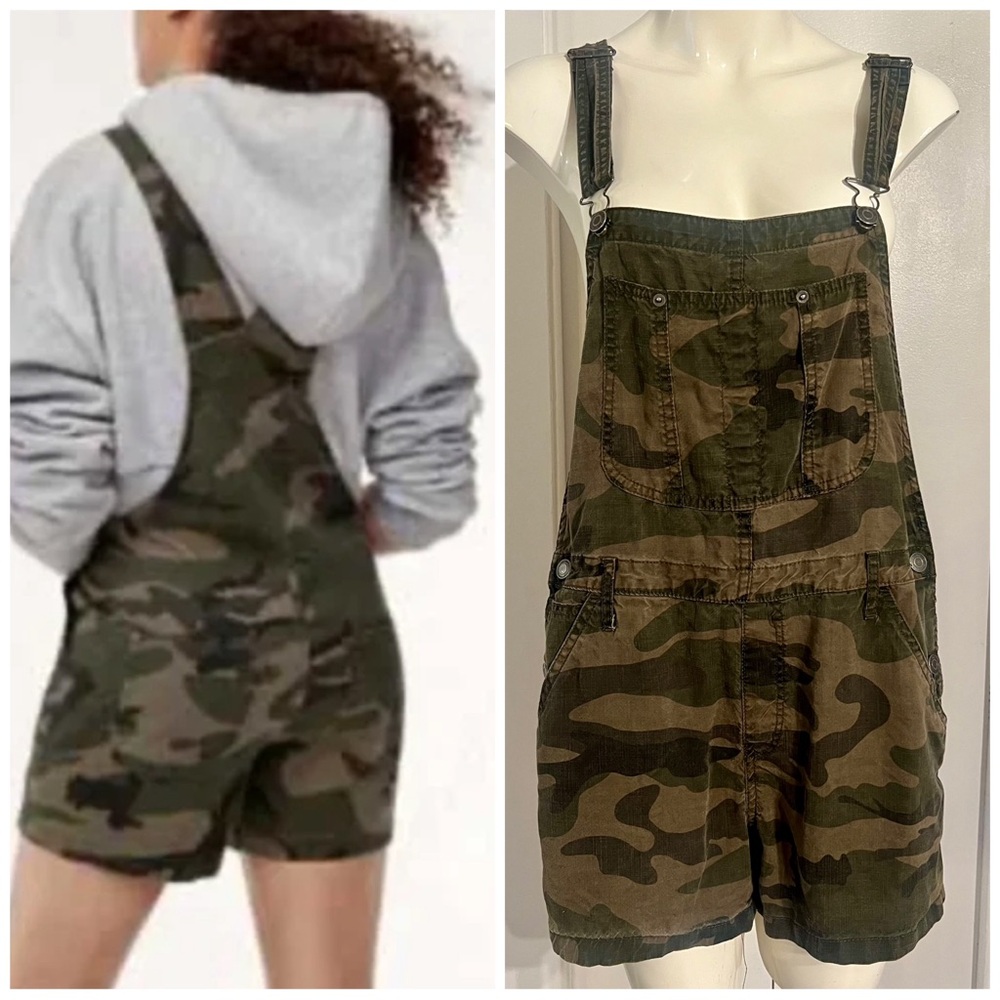 TNA Aritzia Camo Print Overalls Size Medium